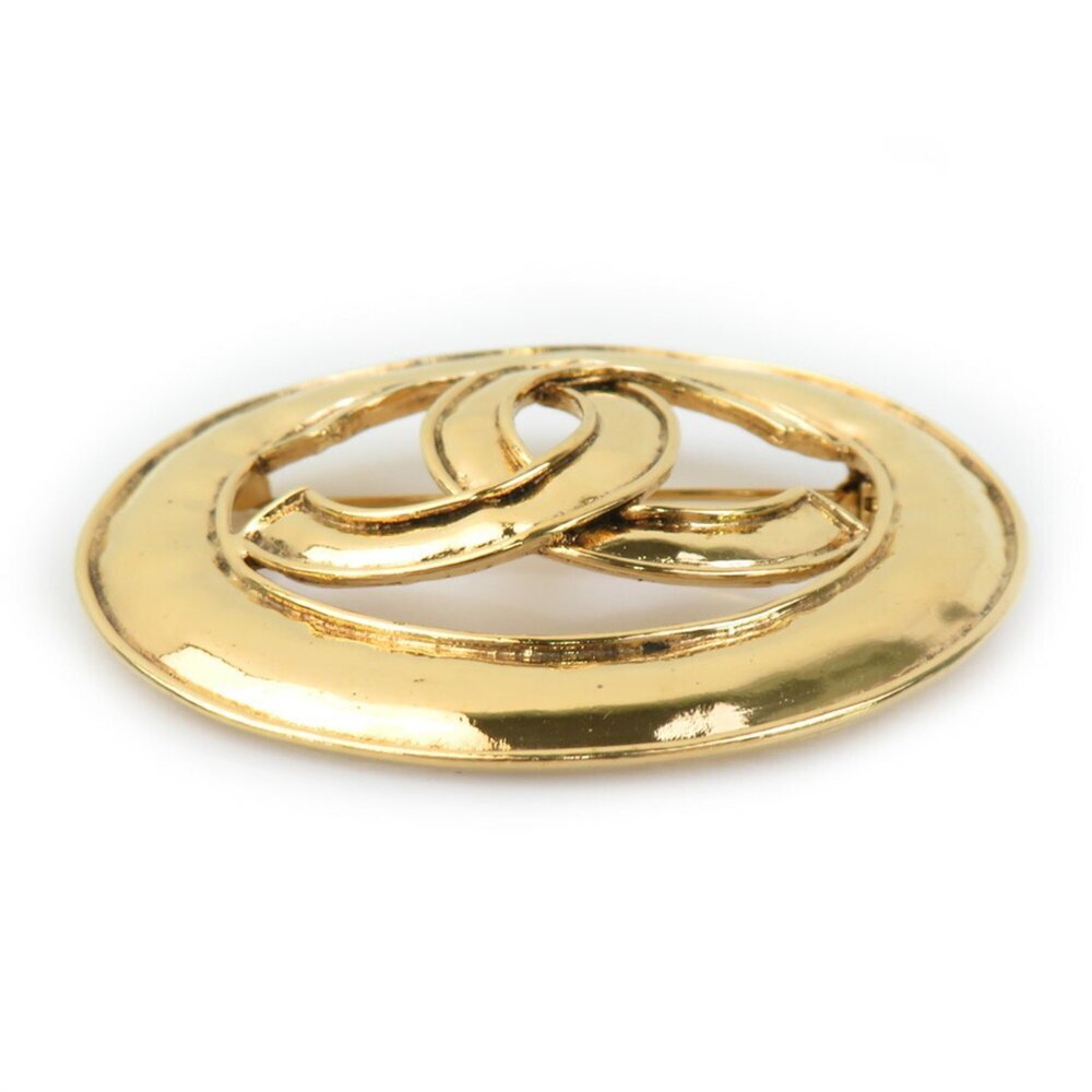 CHANEL Authentic Gold Logo Brooch - Picture 3 of 5